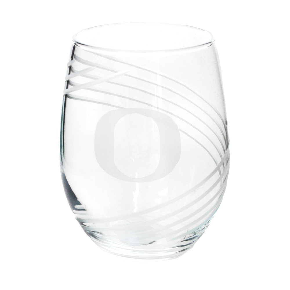 Classic Oregon O, RFSJ, Inc., White, Cocktails & Wine, Glass, Home & Auto, 21 ounce, Swirl cut, Stemless, 959093